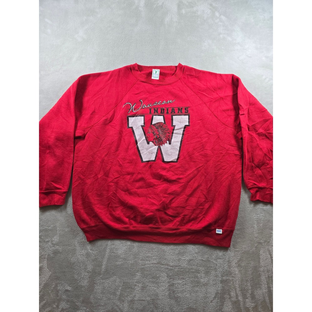 Vintage‎ Discus Athletic Sweatshirt Mens XL Red Wauseon Indians Crewneck Raglan